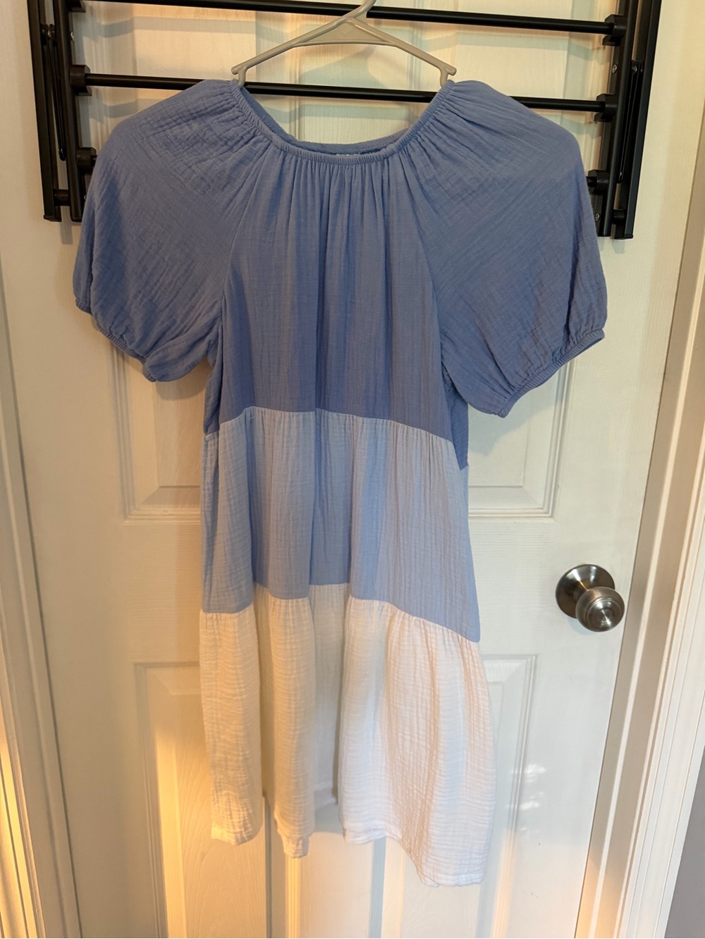 wonder nation Blue and White Tiered Puff-Sleeve Tunic